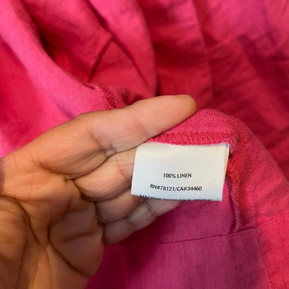 Eileen Fisher Sz 2X 100% Linen Open-Front Cropped Blazer Jacket Striped Pink - Picture 6 of 6